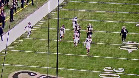 Broncos-Rookie Justin Simmons (l.) gelang gegen die Saints ein grandioser Touchdown nach abgeblocktem Kick