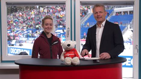 Moderator Tom Meiler und Biathlon-Expertin Maren Hammerschmidt blickten vor den beiden Verfolgungsrennen der Frauen und Männer in Antholz auf die Chancen der deutschen Starter. 