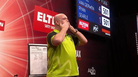 Der German Darts Grand Prix hat seinen ersten 9-Darter. Michael van Gerwen lässt München jubeln.