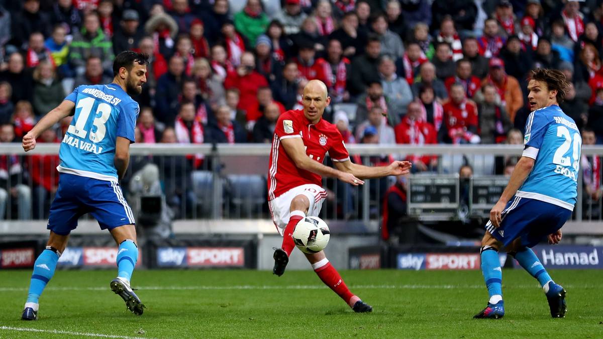 Den Schlusspunkt setzt dann Robben. Mit seinem patentierten Linksschuss versenkt der Niederländer den Ball im Kasten. 8:0! Wieder einmal gibt es für den HSV eine hässliche Klatsche in München