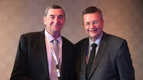 Daniel Nivell (l.) bei einem Treffen mit DFB-Präsident Reinhard Grindel