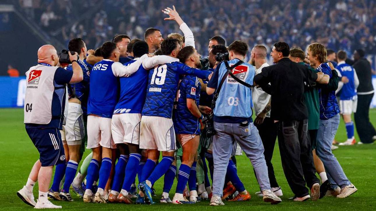 Die Schalker Freudentraube nach Abpfiff