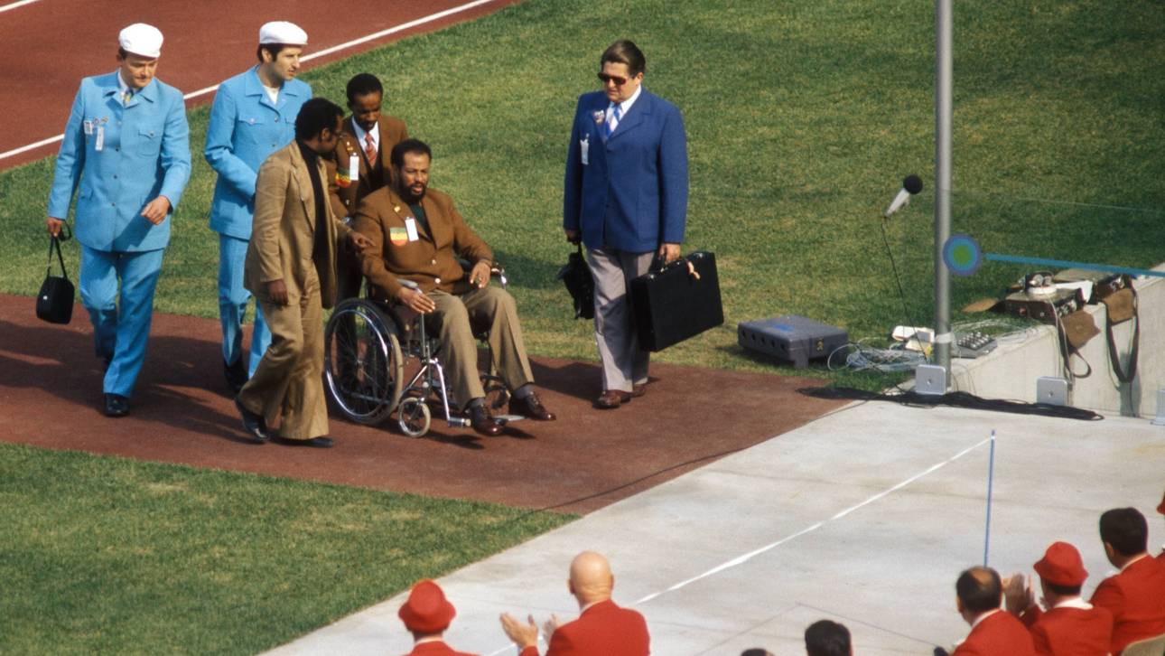 Abebe Bikila bei der Eröffnungsfeier von München 1972