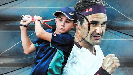 Flynn Richter (l.) soll als Tennis-Wunderkind in die Fußstapfen von Roger Federer treten
