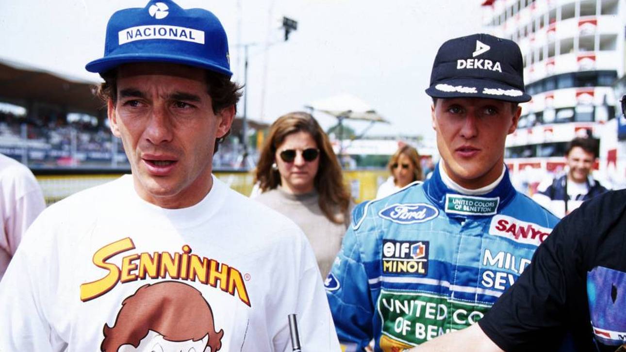 Ayrton Senna und Michael Schumacher vor dem Rennen in Imola 1994
