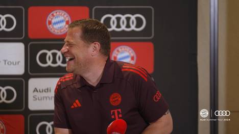 Bayern Münchens Sportvorstand Max Eberl spricht in einer Medienrunde mit der Presse über mögliche weitere Bayern-Transfers.