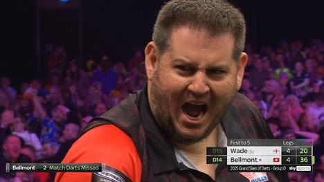 Stefan Bellmont kontert einen 0:3 Rückstand gegen James Wade, übersteht Matchdarts und gewinnt am Ende im Decider gegen die Nummer 5 der Welt.