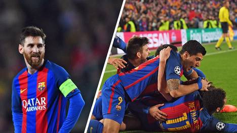 Lionel Messi vom FC Barcelona freute sich für sich über das 6:1 des FC Barcelona gegen Paris Saint-Germain im Achtelfinale der Champions League