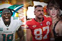 Star-Alarm in der NFL: Superstar Taylor Swift wurde beim Spiel der Kansas City Chiefs auf der Tribüne gesichtet - die Sängerin schaute ihrem Freund Travis Kelce bei der Arbeit zu. Auch die Miami Dolphins sorgten für Aufmerksamkeit.