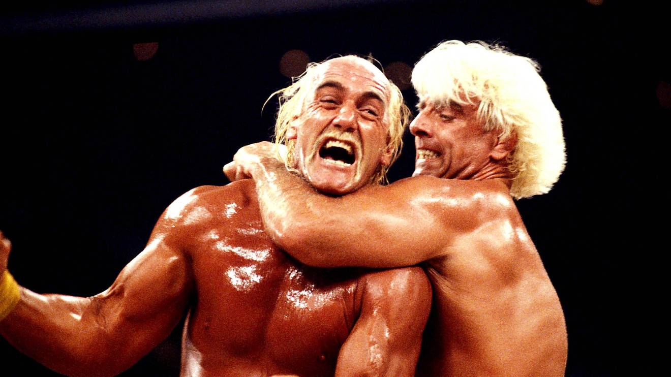 Ric Flair (r.) war lange Jahre der Gegenpol zu Hulk Hogan im Wrestling