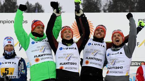 Die deutsche Kombinierer-Staffel gewann bei der Nordischen Ski-WM Gold