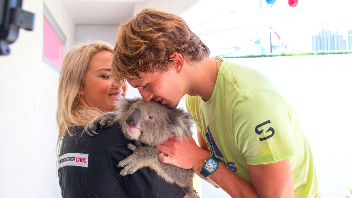 Noch deutlich zärtlicher wird Zverev jedoch, als er einen Koala erblickt