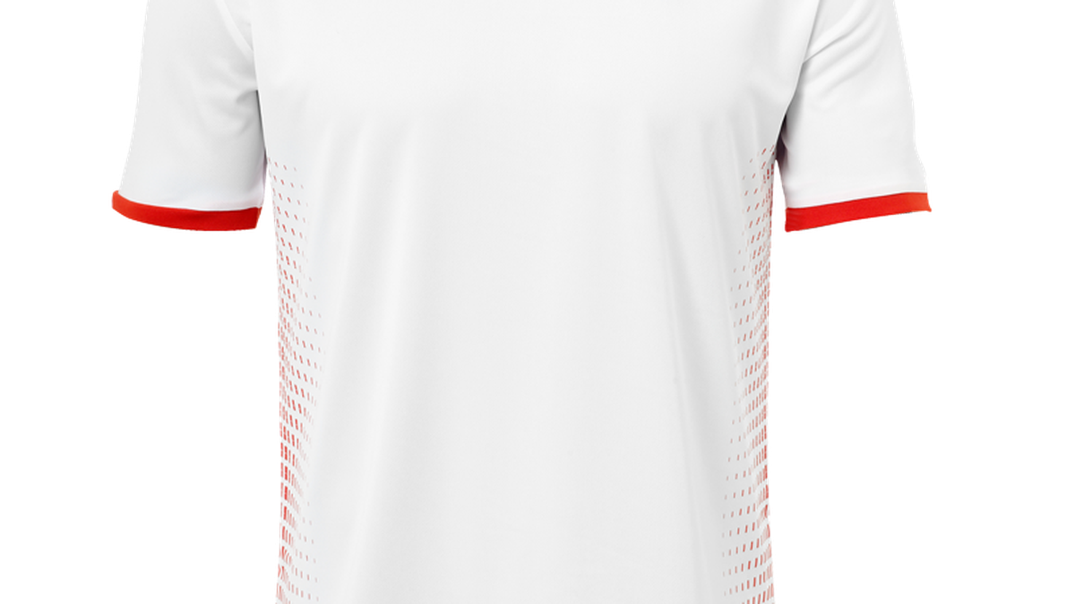 TUNESIEN (Uhlsport, 64,99 Euro),: Auch bei den Afrikanern kann von Design-Schnickschnack keine Rede sein. Einzig die roten Akzente am Hals, den Ärmeln und am unteren Ende durchbrechen die weiße Dominanz