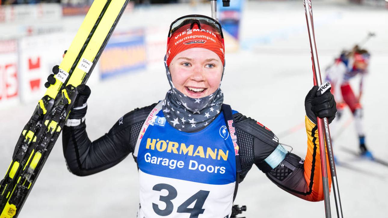 Selina Grotian: Jubel nach dem vierten Platz bei der Biathlon-WM in Nove Mesto