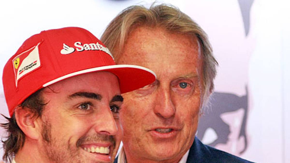 Auch bei Ferrari ist die Ernüchterung groß. Vizeweltmeister Fernando Alonso (l.) startet beim Rennen von Position sieben, der Finne Kimi Räikkönen wird nur Zwölfter. Für viel mehr Gesprächsstoff sorgen an der legendären Strecke jedoch die Gerüchte über einen angeblich kurz bevorstehenden Rücktritt von Ferrari-Boss Luca di Montezemolo (r.). Der 67-Jährige dementiert vor dem Qualifying jedoch seinerseits die Gerüchte