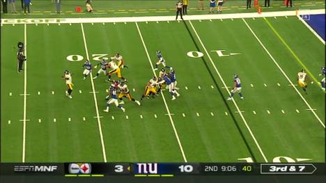 Die Steelers gewinnen zum Saisonauftakt ungefährdet gegen die New York Giants. Ein Jahr nach seiner Verletzung, glänzt Quarterback Ben Roethlisberger.