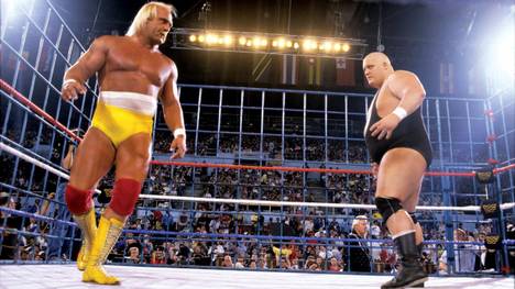 King Kong Bundy (r.) war bei WrestleMania II Gegner von Hulk Hogan