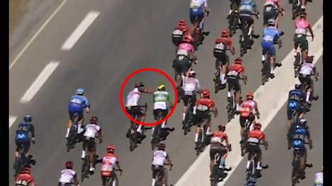 Wilde Szenen beim Critérium du Dauphiné: Der Kolumbianer Juan Sebastián Molano geht handgreiflich auf Konkurrent Hugo Page los - erst im Rennen, dann hinterher vor den Reportern.