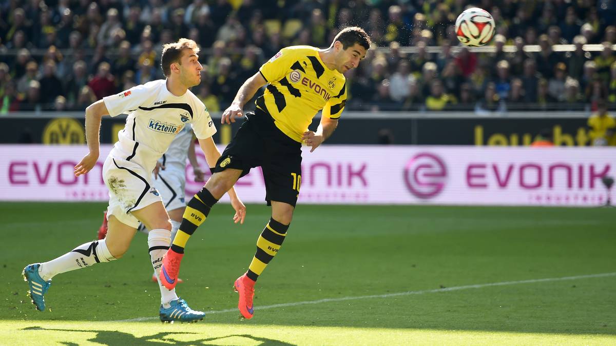 Nur drei Minuten ach dem Wechsel erlöst Henrikh Mkhitaryan mit seinem Kopfball zum 1:0 den schwarzgelben Anhang
