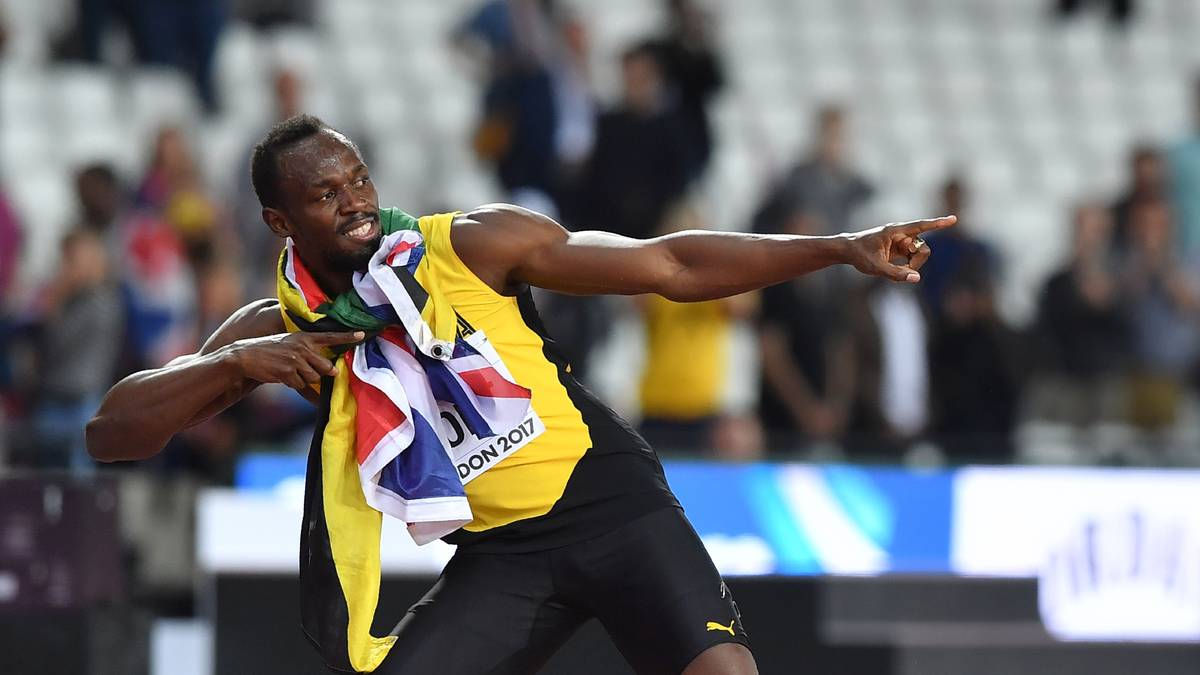 Diese Geste darf dabei natürlich auch nicht fehlen: Bolts legendärer Jubel