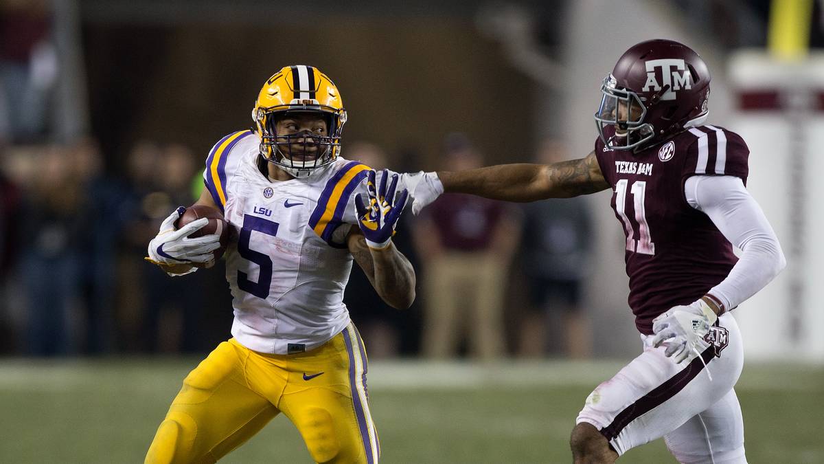 DERRIUS GUICE (Running Back, LSU Tigers): Über eine Joker-Rolle kam der Running Back lange nicht hinaus. Mit 285 Rushing Yards in einem Spiel konnte er aber eine bemerkenswerte Rekordmarke für sein College setzen