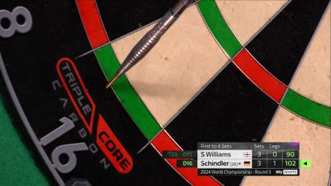 Martin Schindler verliert bei der Darts-WM sein Drittrundenmatch gegen Scott Williams auf dramatische Art und Weise. Insbesondere ein Dart wird dabei zum Schlüsselmoment.
