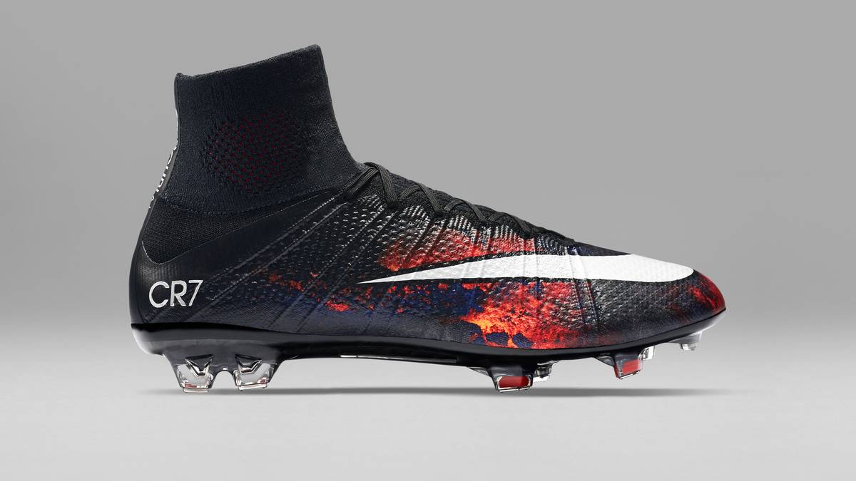 Denn das Rot auf den Schuhen soll flüssige Lava darstellen