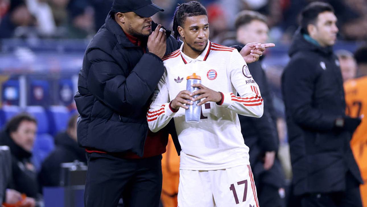 Bayern-Trainer Vincent Kompany mit Torschütze Michael Olise
