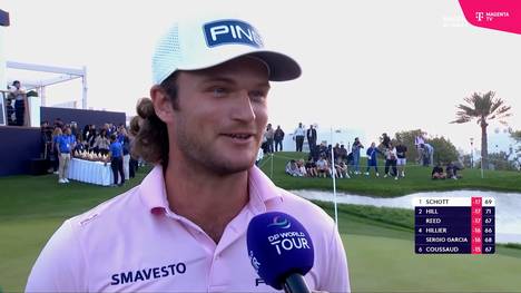 Die neue deutsche Golfhoffnung Freddy Schott gewinnt sein erstes Turnier auf der DP World Tour in Bahrain und reagiert in seinem Siegerinterview überglücklich auf seinen Triumph.