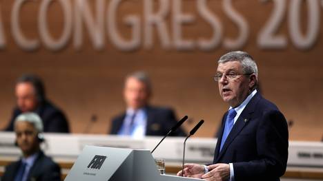 IOC-Präsident Thomas Bach spricht zur Eröffnung in Zürich