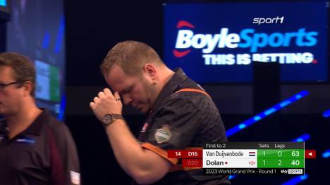 Dirk van Duijvenbode verliert die erste Runde der letzten 32 beim Darts World Grand Prix in Leicester gegen Brandon Dolan, welcher mit seinem Weiterkommen überrascht. 