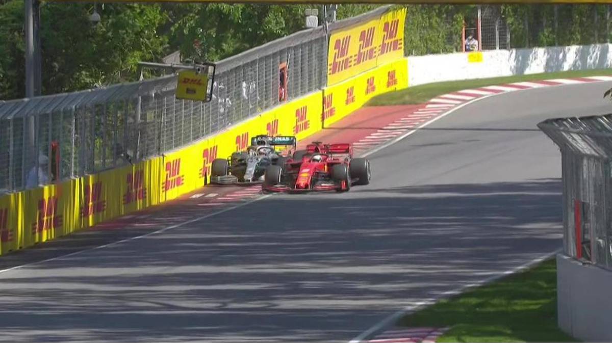 Als er auf die Strecke zurückkommt, muss der direkt hinter ihm fahrende Hamilton blitzschnell reagieren, um eine Kollision zu verhindern. Die Stewards nehmen das Manöver unter die Lupe und belegen Vettel mit einer Fünf-Sekunden-Strafe
