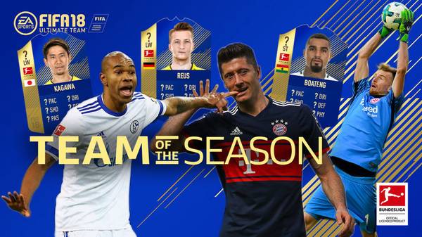 Das FIFA-Team der Saison der Bundesliga steht zur Wahl. Auf jeder Position können die Gamer aus drei Spielern wählen, die eine neue Karte mit besseren Werten in FIFA 18 kriegen. Doch wer hat Chancen auf den FIFA-Booost?
