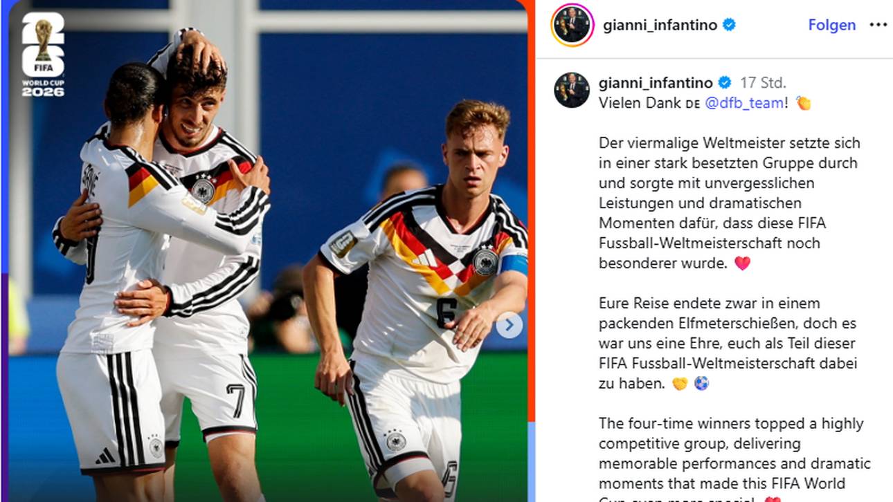 Mit diesem Post bedankte sich Gianni Infantino beim DFB-Team