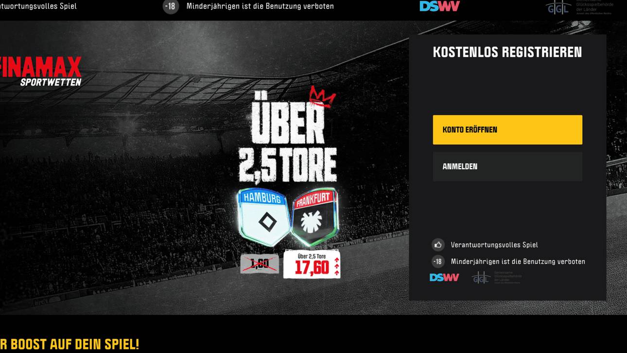 Winamax Quotenboost für Hamburger SV gegen Eintracht Frankfurt | 20.12.