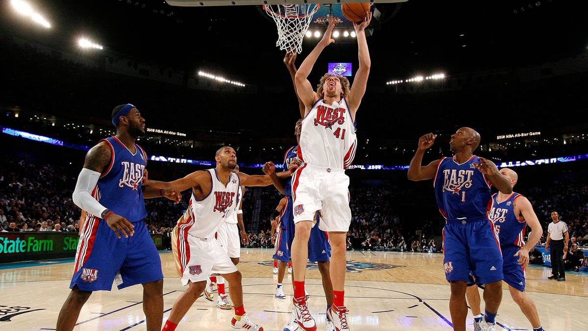 2008 bestreitet Nowitzki in New Orleans sein bereits siebtes All-Star Game in Folge. 2009 folgt in Phoenix das achte