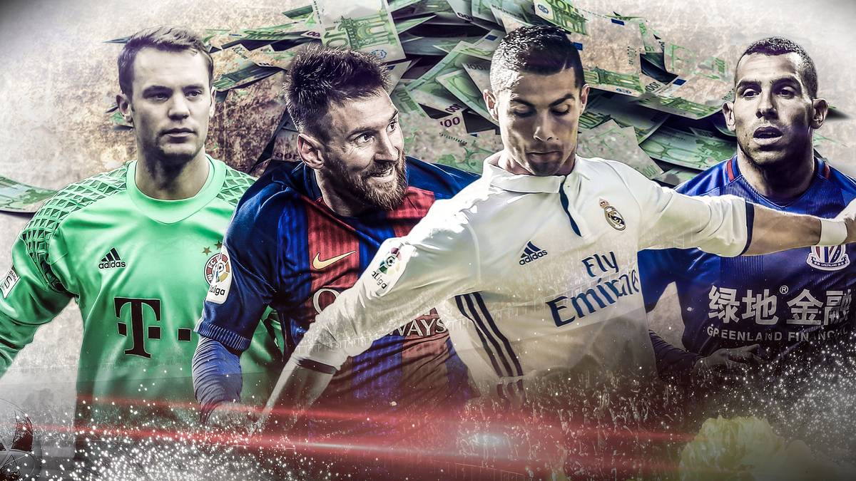 Die französische Fachzeitschrift "France Football" hat anhand von Bruttogehalt, Prämien und Werbeeinnahmen die Topverdiener im internationalen Fußball bestimmt. SPORT1 zeigt die Top 20
