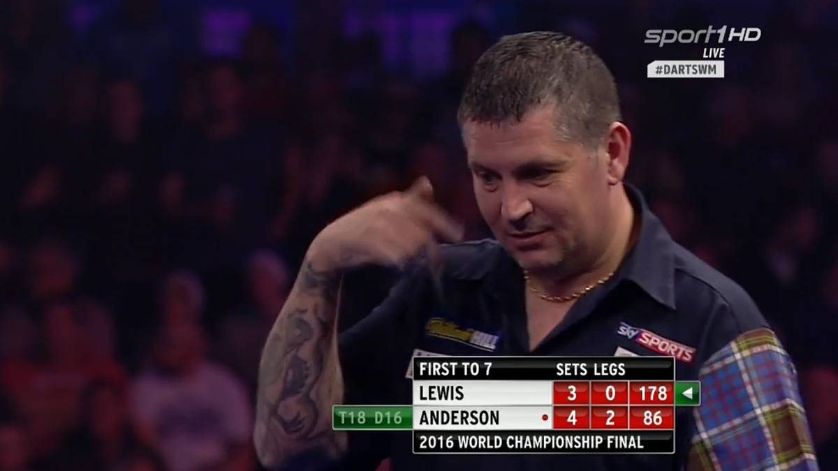Das Spiel entwickelt sich zu einem wahren Krimi. Im achten Satz wird es kurios: Gary Anderson verrechnet sich. Er wirft die Triple-20, nachdem er schon 36 Punkte geworfen hat. Macht 96. Aber auf der Uhr stehen 86 Punkte! Dennoch entscheidet er den Durchgang für sich und geht vorentscheidend mit 5:3 in Führung. Auch im sechsten Satz bleibt ein ähnliches Missgeschick von Anderson ohne Folgen für den Schotten