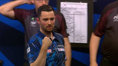 Luke Humphries wird im ersten Match des World Grand Prix von Nathan Aspinall gefordert. Aspinall spielt den Big Fish, kann der Nummer 1 der Welt aber nicht gefährlich werden.