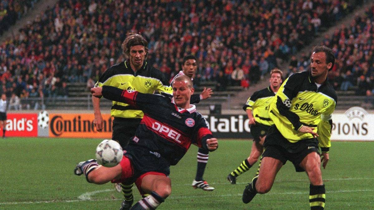 1997/98: Im CL-Viertelfinale kam es zum Duell Bayern gegen Dortmund. Das Hinspiel fand im Münchner Olympiastadion statt. Es endete 0:0