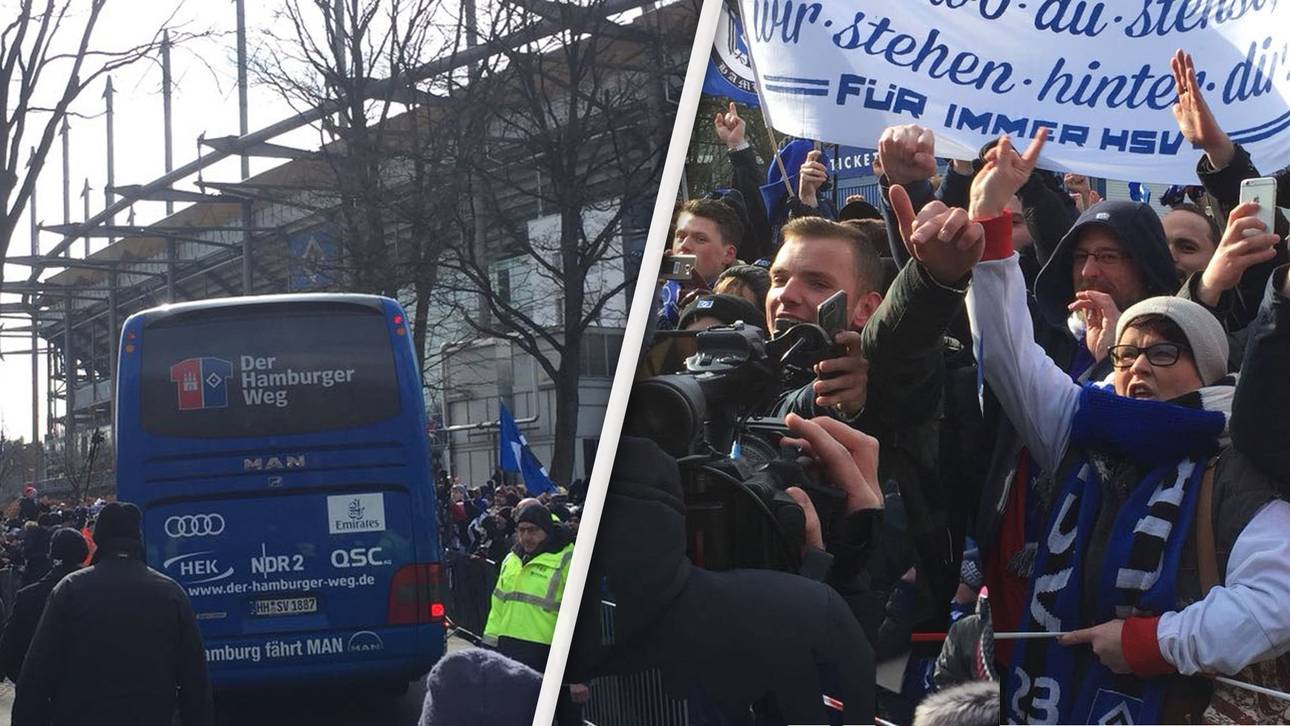 Frenetischer Empfang für HSV-Bus