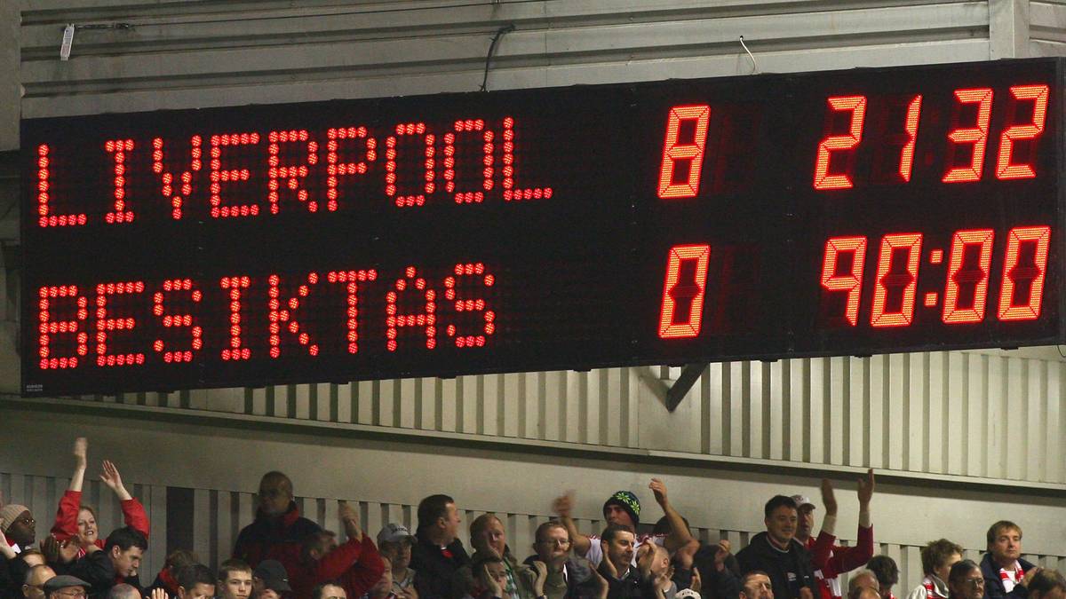 PLATZ 6: FC Liverpool - Besiktas Istanbul 8:0 - Am 6. November 2007 schießt der FC Liverpool Besiktas Istanbul mit 8:0 aus der Anfield Road. Yossi Benayoun gelingt dabei ein lupenreiner Hattrick
