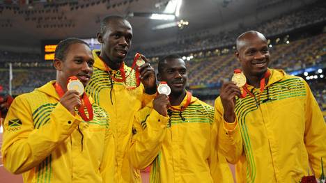 Jamaica's Michael Frater, Asafa Powell,