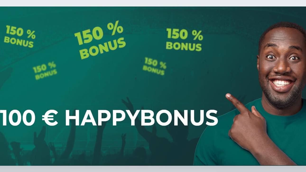 Bei Happybet gibt es für Neukunden einen 150% Bonus.