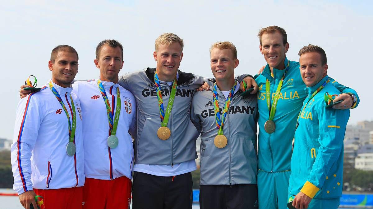 Die Kanuten Max Rendschmidt und Marcus Groß holen olympisches Gold im Kajak-Zweier über 1000 Meter