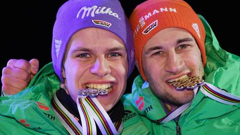 Andreas Wellinger (l.) und Markus Eisenbichler hoffen auch auf der Großschanze auf Edelmetall