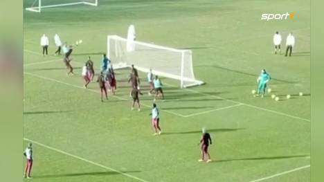 Ein typischer Ibra: Zlatan Ibrahimovic ist berühmt-berüchtigt für seine akrobatischen Treffer. Im Milan-Training netzt der Schwede mal wieder im Karate-Style.