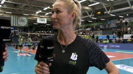 Die Ladies in Black Aachen gewinnen das NRW-Derby in der Volleyball Bundesliga glatt gegen Münster. Nach dem Spiel zeigt sich Cheftrainerin Mareike Hindriksen nicht nur mit dem Ergebnis zufrieden.