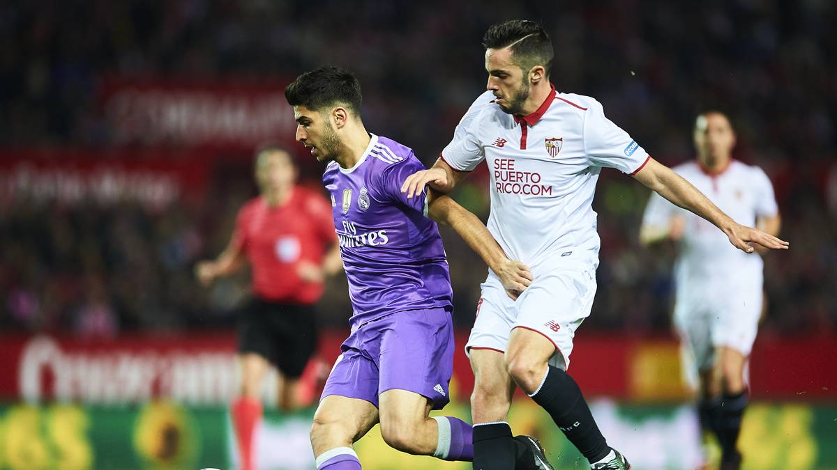 12. JANUAR 2017: Real-Juwel Marco Asensio erzielt ein wunderbares Kontertor. Der 21-Jährige veredelt einen 70-Meter-Lauf im Pokal-Spiel gegen Sevilla - zwei Feldspieler und der Torhüter können ihn nicht aufhalten