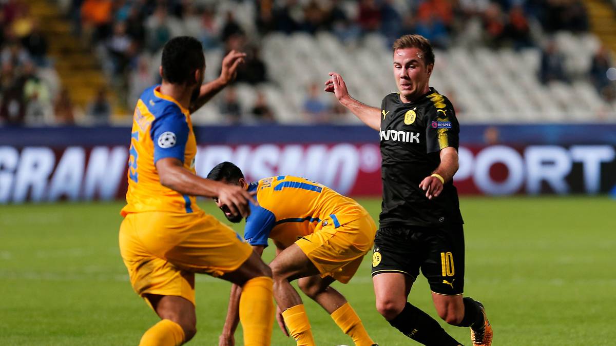 MARIO GÖTZE: Konnte dem Offensivspiel der Dortmunder nicht so den Stempel aufdrücken wie zuletzt. Schlug die Flanke, die zum Tor führte, ansonsten unauffällig  - SPORT1-Note: 4,5